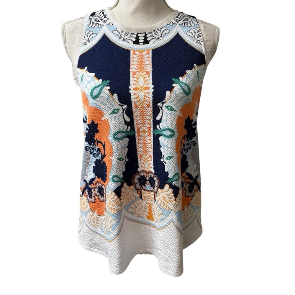 NWOT Anthropologie Women's Size XS Xsmall BOHO Blue White Sleeveless Tank Top